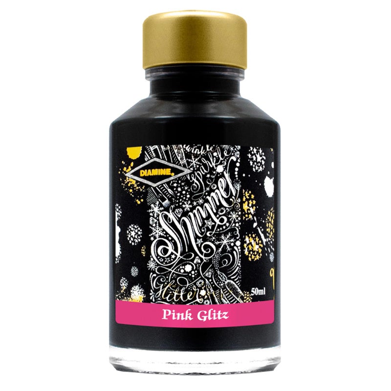 Diamine Fountain Pen Bottled Ink, 50ml - Shimmering Pink Glitz - Image 2